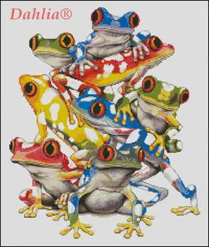 

Color frog Aquarium animal Needlework Arts Crafts Embroidery for DIY Cross Stitch Kits 14CT Unprinted Home Decor Handmade