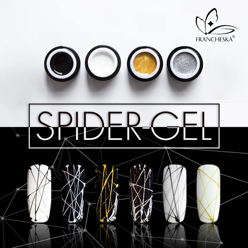 HOT SLAE Spider Gel Nail Art Line Silk Point Creative Pulling Wire Painting Gel Varnish spider web gel 3D Emboss soak off white