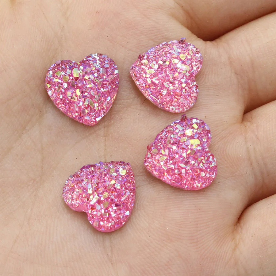 6 Druzy Cabochons Faux Drusy Flat Backs Pink Druzy Quartz Resin Flatbacks 12mm