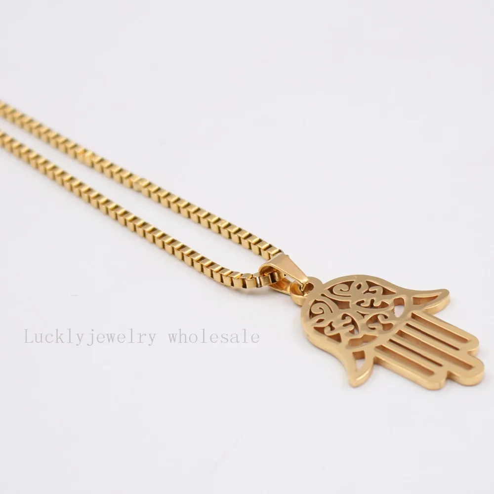 Цепочка с подвеской Хамса из нержавеющей стали 2 4 мм 24 дюйма|hamsa hand|chain necklacefashion