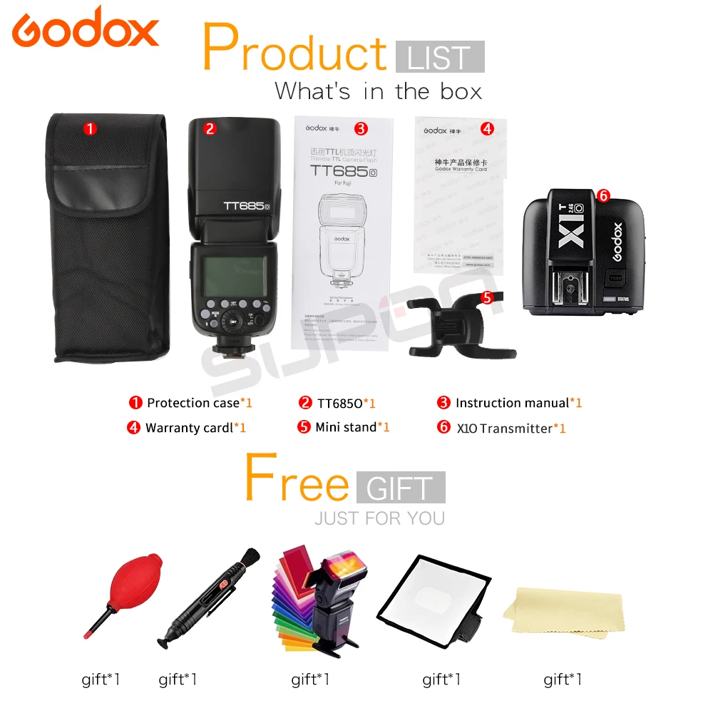 Godox TT685 TT685O 2.4G HSS 1/8000s i-TTL GN60 Wireless Speedlite Flash + X1T-O Trigger for Olympus Panasonic DSLR Camera + GIFT Godox TT685 TT685O 2.4G HSS 1/8000s i-TTL GN60 Wireless Speedlite Flash + X1T-O Trigger for Olympus Panasonic DSLR Camera + GIFT