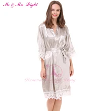 Mr& Mrs правой мода атласные кружева свадебное платье Известный невесты платье одноцветное Семейные пижамы комплект Ночная рубашка халат кимоно