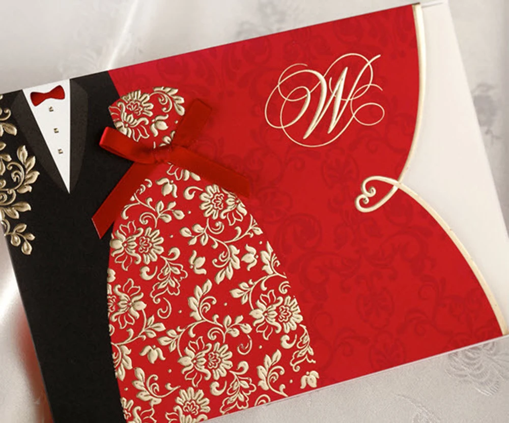 150 / pcs rojo Floral de la boda Kit tarjetas de 