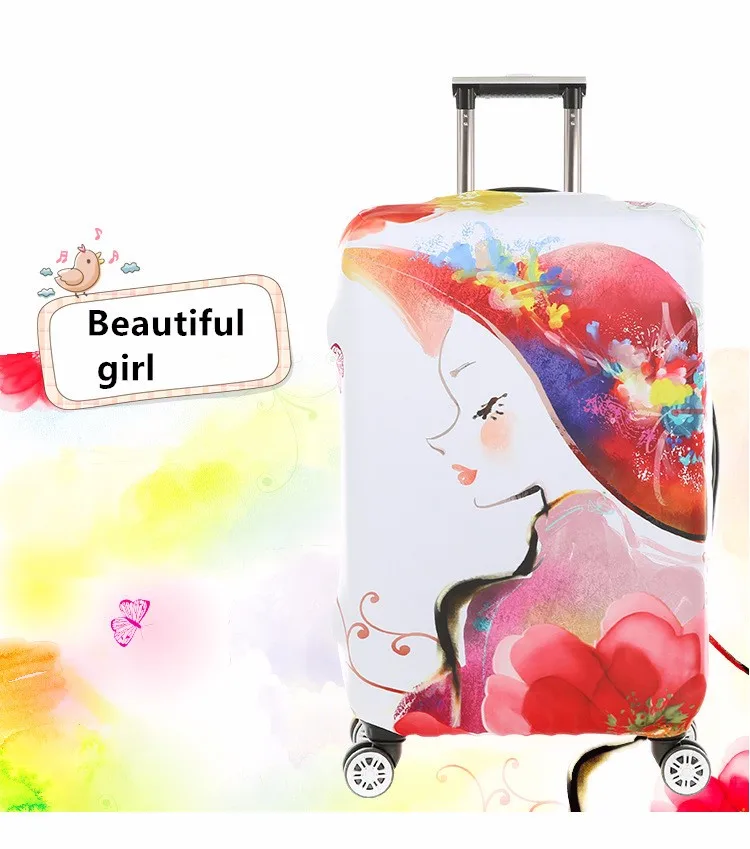 Эластичный чехол на колесиках для 18-32 дюймов, для багажа, утолщенный, красивый рисунок для девушек, чехлы на чемодан, подходит для вашего чемодана, защита
