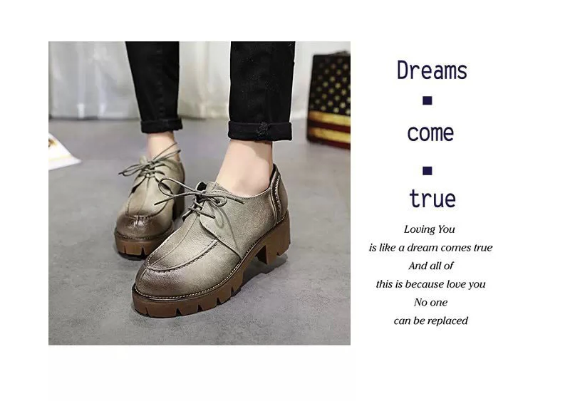 Женские туфли-оксфорды; новая весенняя женская обувь на платформе; Модные Повседневные Туфли-оксфорды на толстой подошве в стиле ретро на шнуровке в британском стиле