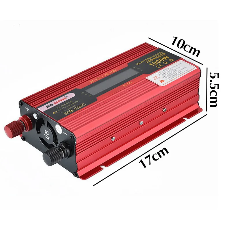 Portable Car Inverter 1000W Dual Socket USB Port Charger Veicular Car Power Inverter Grid Tie Inversor Converter 1224v For US (6)