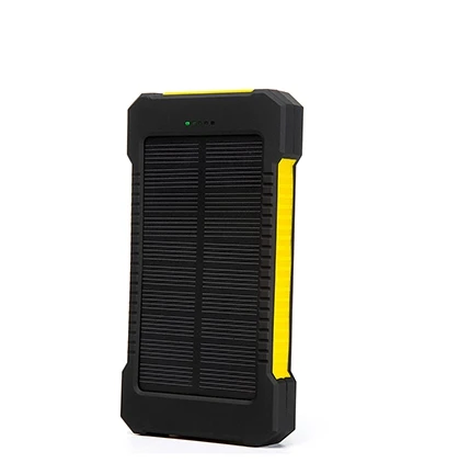 Водонепроницаемый 10000 мАч Внешний аккумулятор Солнечное зарядное устройство двойной USB Солнечный внешний аккумулятор зарядное устройство для iPhone смартфон с компасом светодиодный - Цвет: Цвет: желтый
