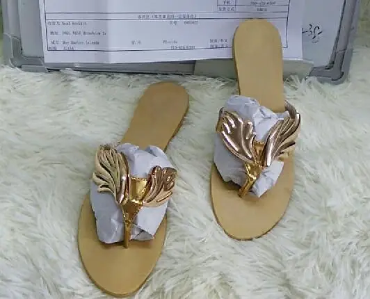 gold leaf flat sandals