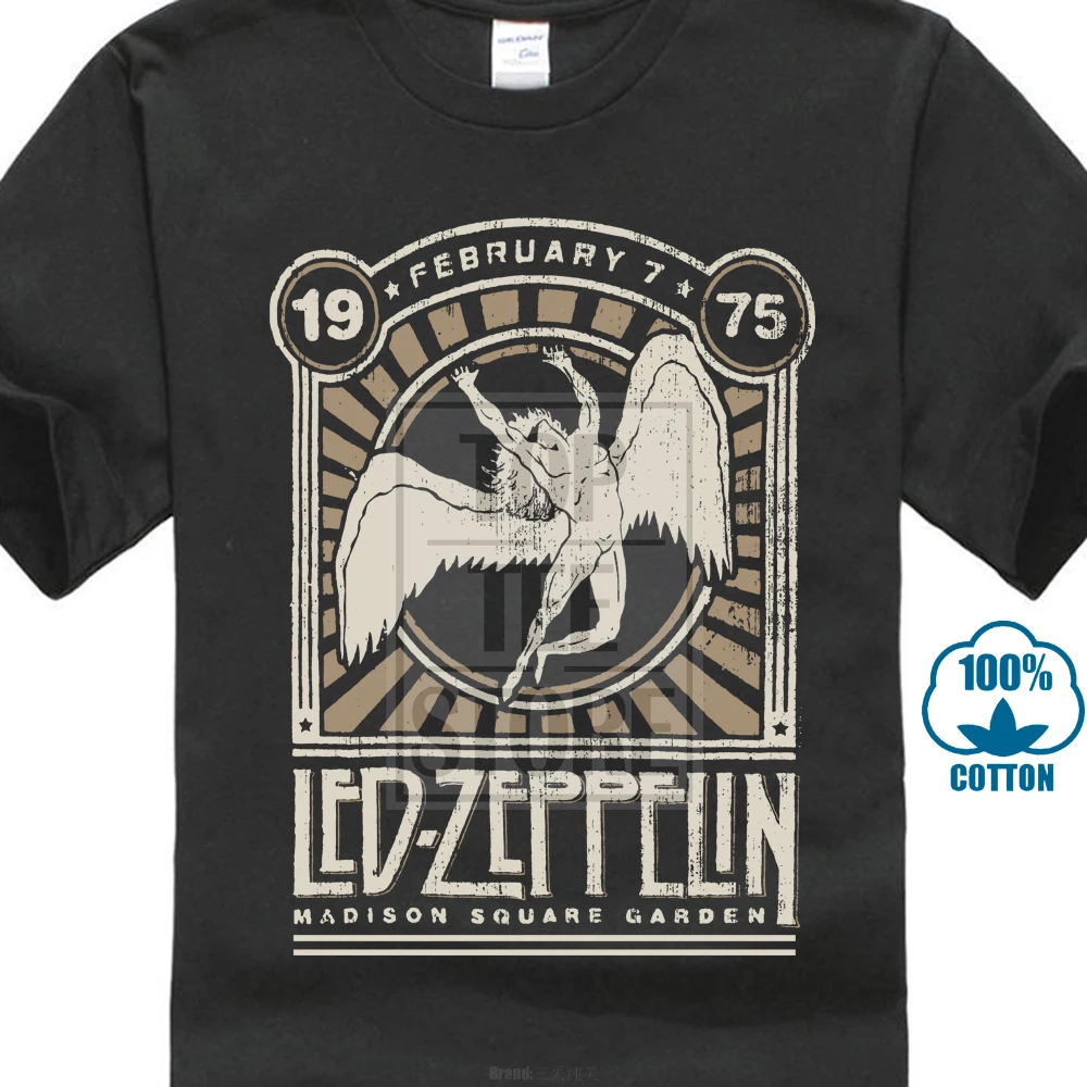 

Led Zeppelin Herren T Shirt Madison Square Garden 1975 Schwarz New Tops 2018 Print Letters Men T Shirt Black Cotton T Shirt