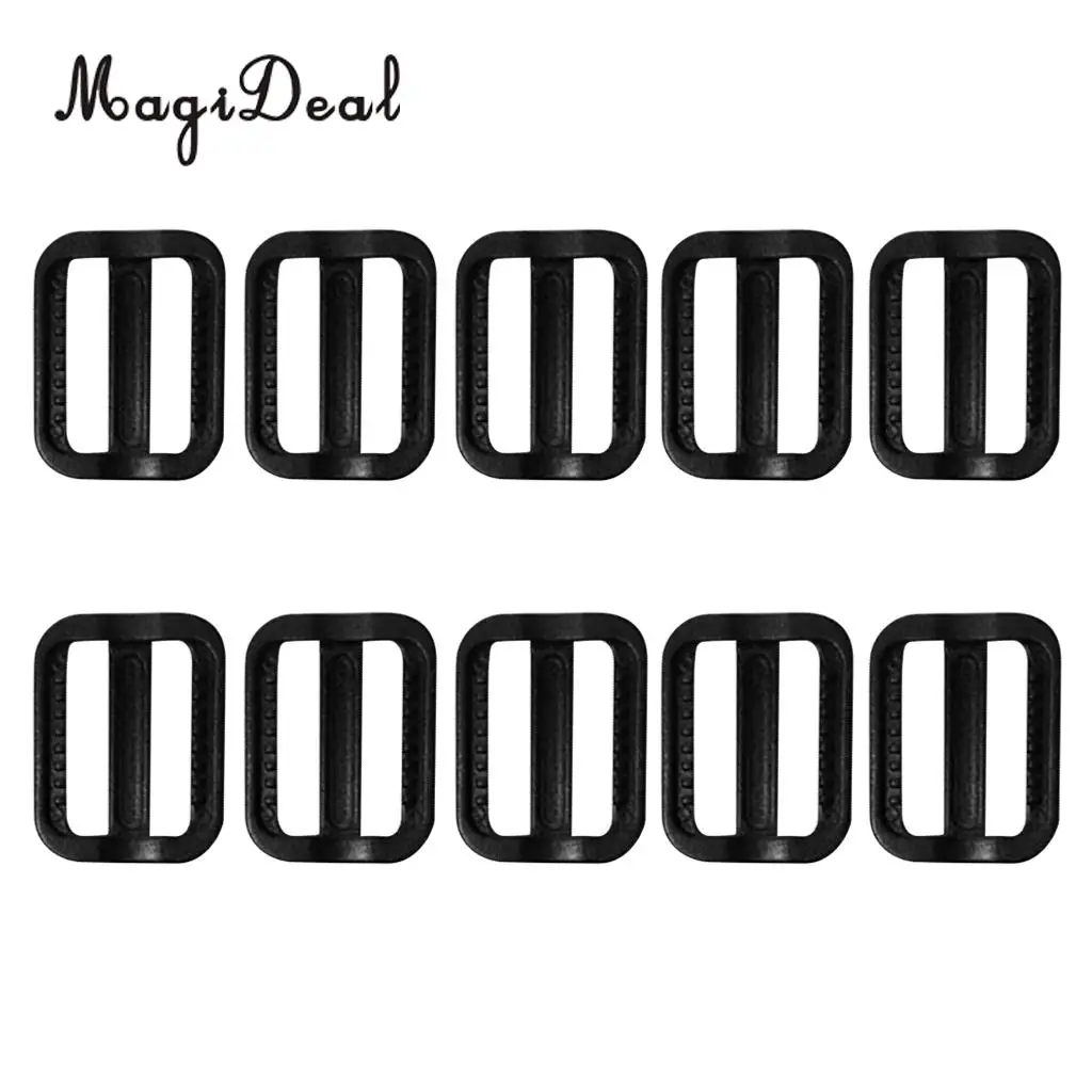 

MagiDeal 10 Pieces Plastic Weight Belt Webbing Strap Slide Buckle Stopper Keeper Retainer for Scuba Diving Backpack Bag Belt