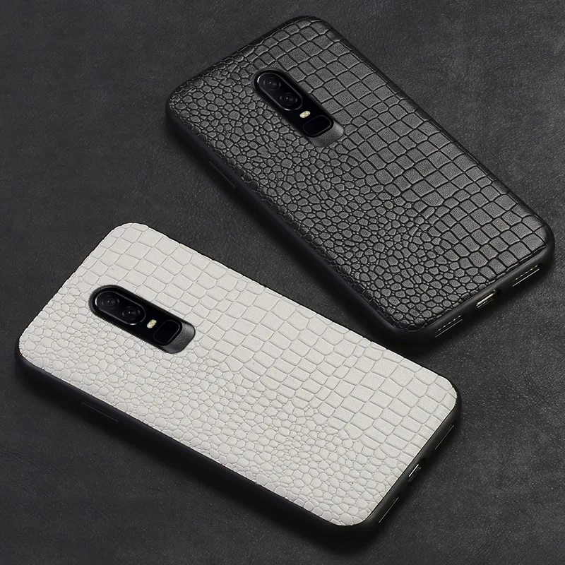 

Crocodile flat texture mobile phone case for Oneplus 6 all inclusive mobile phone protection case leather phone case