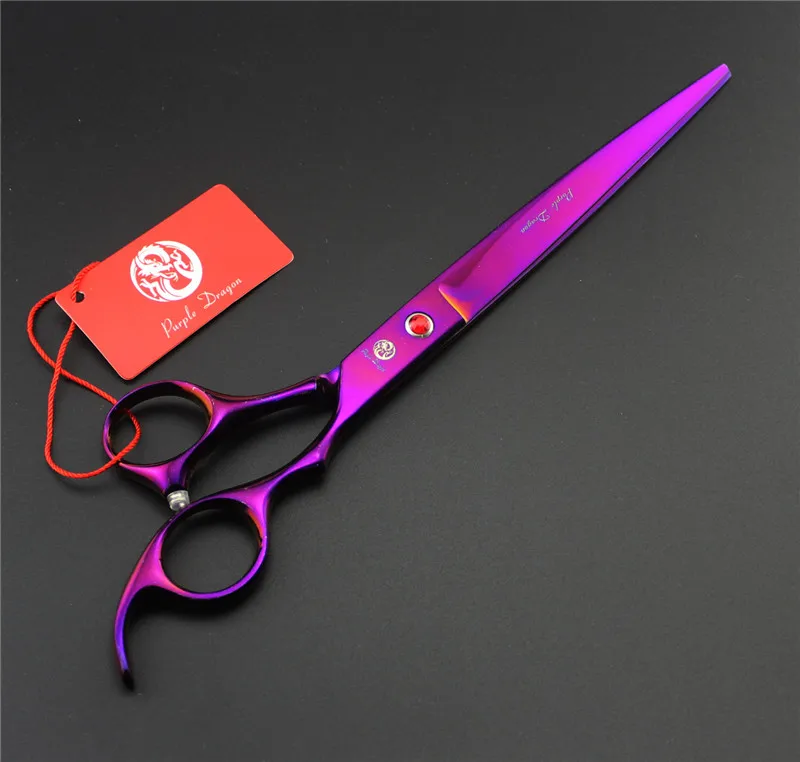 Фиолетовый 8 дюймов Экономичные профессиональные ножницы для ухода за домашними животными наборы ножницы для домашних животных, прямые и истонченные и изогнутые ножницы в 1 комплект