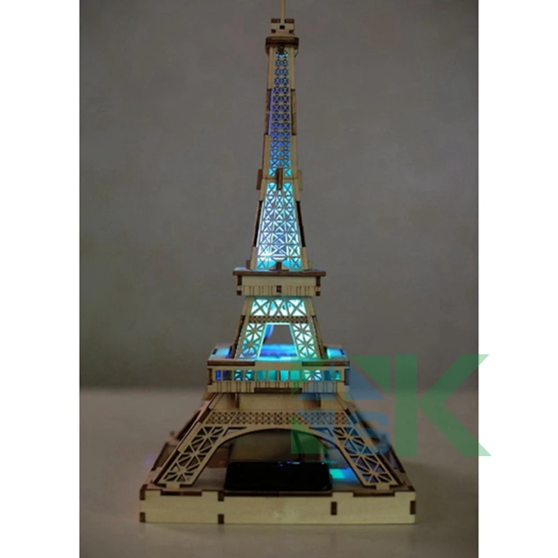 

Hot Selling 3D wooden Paris Eiffel Tower Figurine Statue Model Home Decors Souvenir Environmental Solar models creative gift