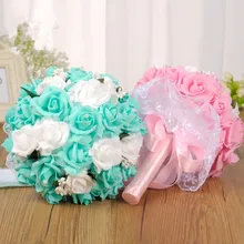 Ayicuthia букет невесты, романтической свадьбы Красочный Букет невесты, красный, розовый, синий и фиолетовый свадебный букет \ Фиолетовый s135