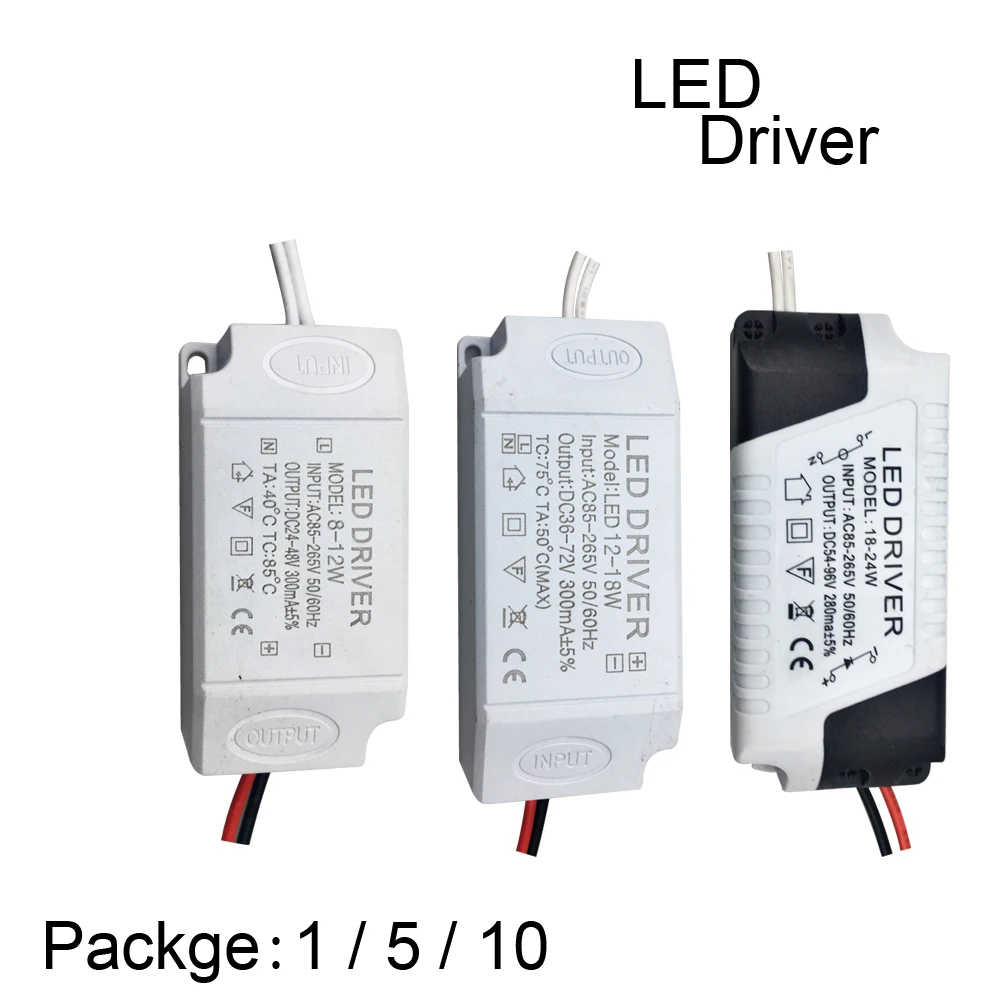 

1/5/10pcs LED Driver Adapter Power Supply Input Bare Board for LED lights 1-3 4-7 8-12 25-36W Transformer Constant Current