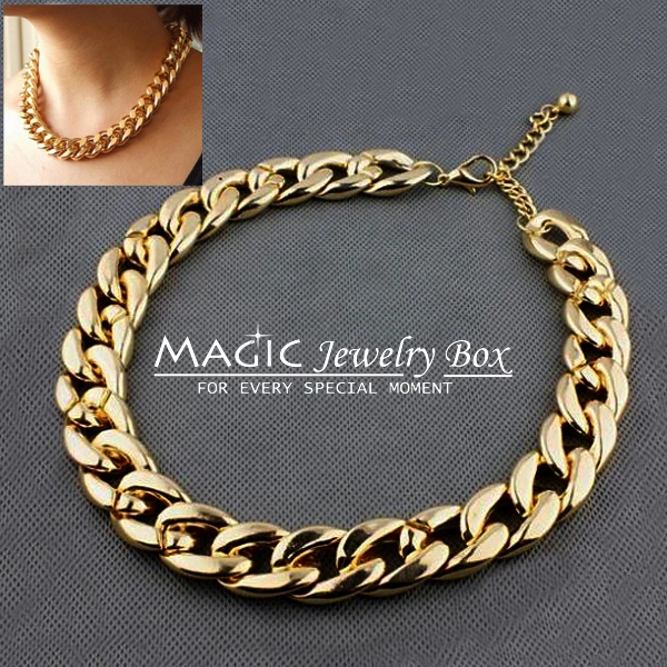 

Fashion Femininos Gold Plastic Pave Chain Choker Necklace Women Bijoux Chunky Link Chain Collar Necklace Costume Jewelry