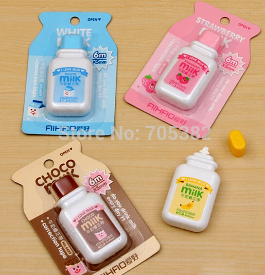 

1PC Milk Bottle Shape Correction Mistake Package Cute Correction Tapes School Office Supplies(ss-8813)