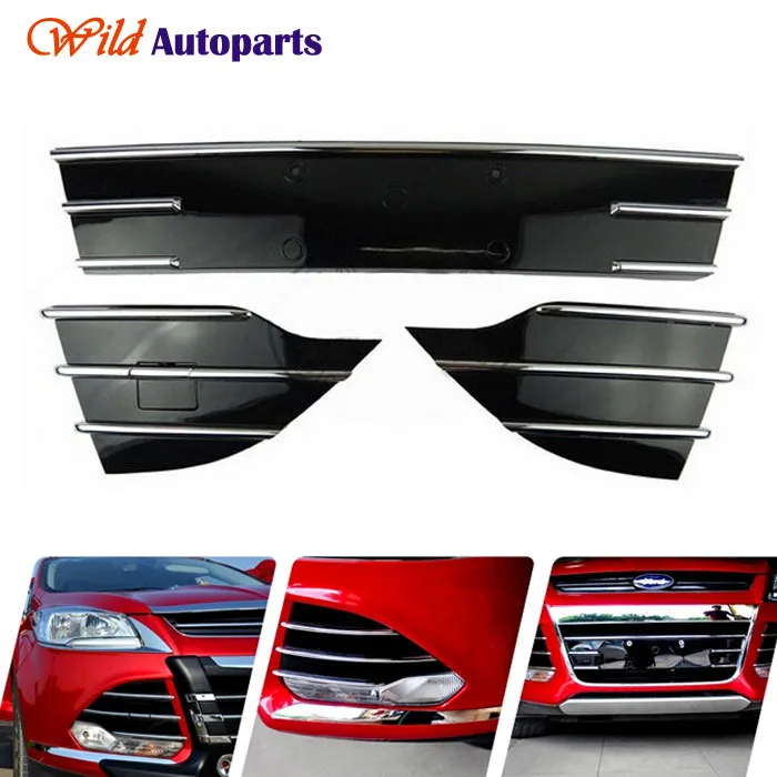 3pcs Racing Glossy Black Front Grille Grill Insert...