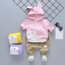 Spring Autumn Children Baby Boy Girls Long Ear Hoodie T Shirt Pants 2 Pcs/sets Infant Clothes Kid Suit Toddler Cotton Tracksuits baby boy clothes 3 pcs sets for children high qulity 2018 long sleeve print toddler boys baby suit for kid 2 7 years cls106