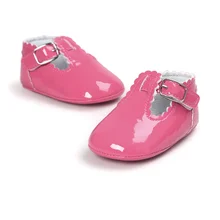 Zapatos de princesa de Color sólido de PU 2017, nuevos zapatos de moda Vintage para bebés y niñas, zapatos de bebé antideslizantes para primavera