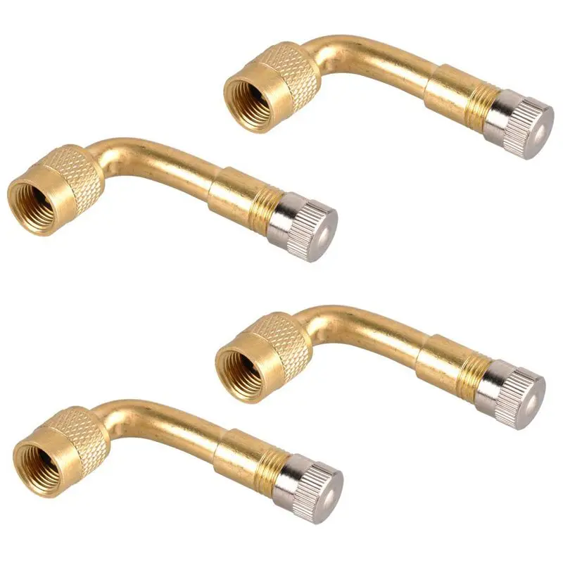 

90 Degree Bend Tire Valve Extension Adapter, Brass Air Tyre Extension Schrader Valve Adapter for Motorcycle, Bike, Mower