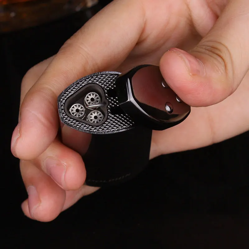 

Free Shipping Torch Turbo Lighter Jet Butane 3 Blue Fire Cigar Pipe Lighter Gas Cigarette 1300 C Windproof Lighter