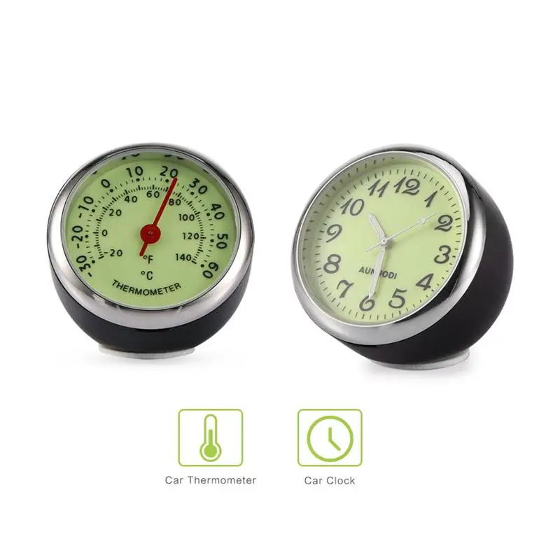 

Luminous Car Clock Thermometer Automobile Dashboard Clock Auto Interior Quartz Analog Clock