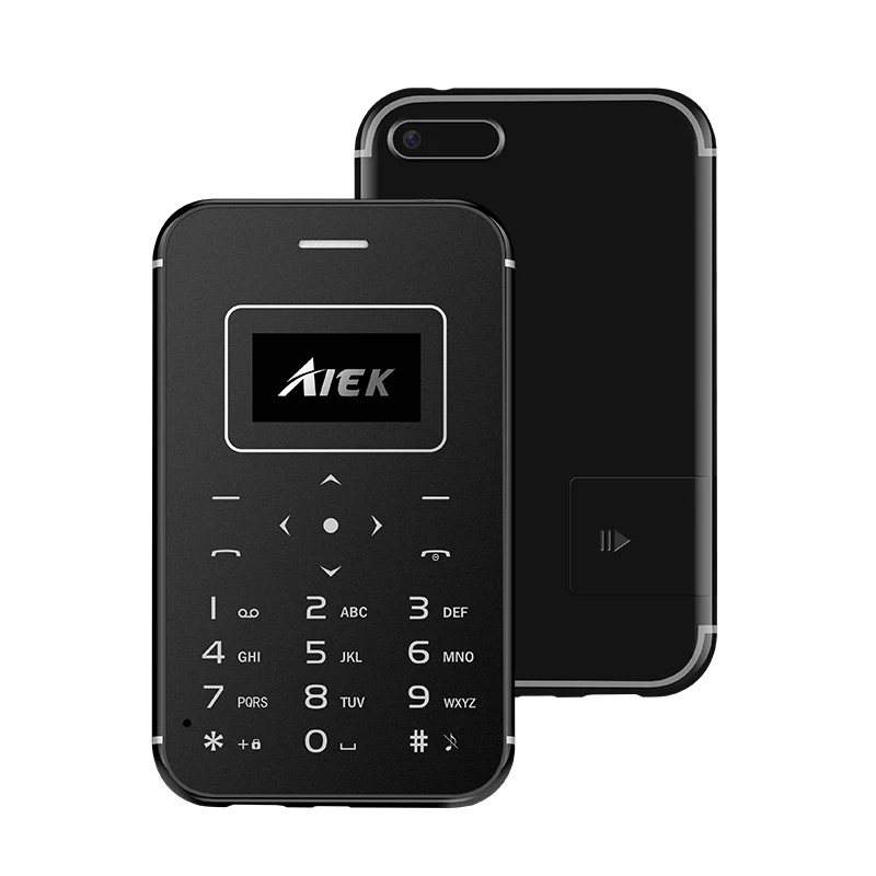 AIEK/AEKU X8 ультра тонкий мобильный телефон для карт мини карманный студенческий телефон с низкой радиационной поддержкой TF карта PK AIEK C6 светодиодный фонарь - Цвет: black