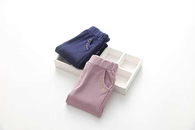 2018 Spring Autumn Trousers 2-10T Years Children Cotton Solid Color Pattern Basic Elastic Capri Little Kids Girl Skinny Pants  (14)