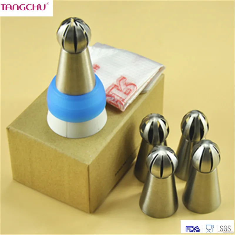 5pc/set Tips Russian Piping nozzle sphere ball tips nozzlesStainless
