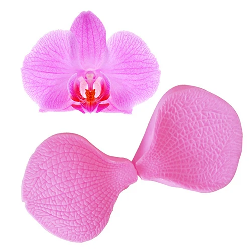 2 шт./компл. Мотылек Орхидеи лепесток Fondant(сахарная) торта силикона прессформы для дома Кухня - Цвет: Розовый