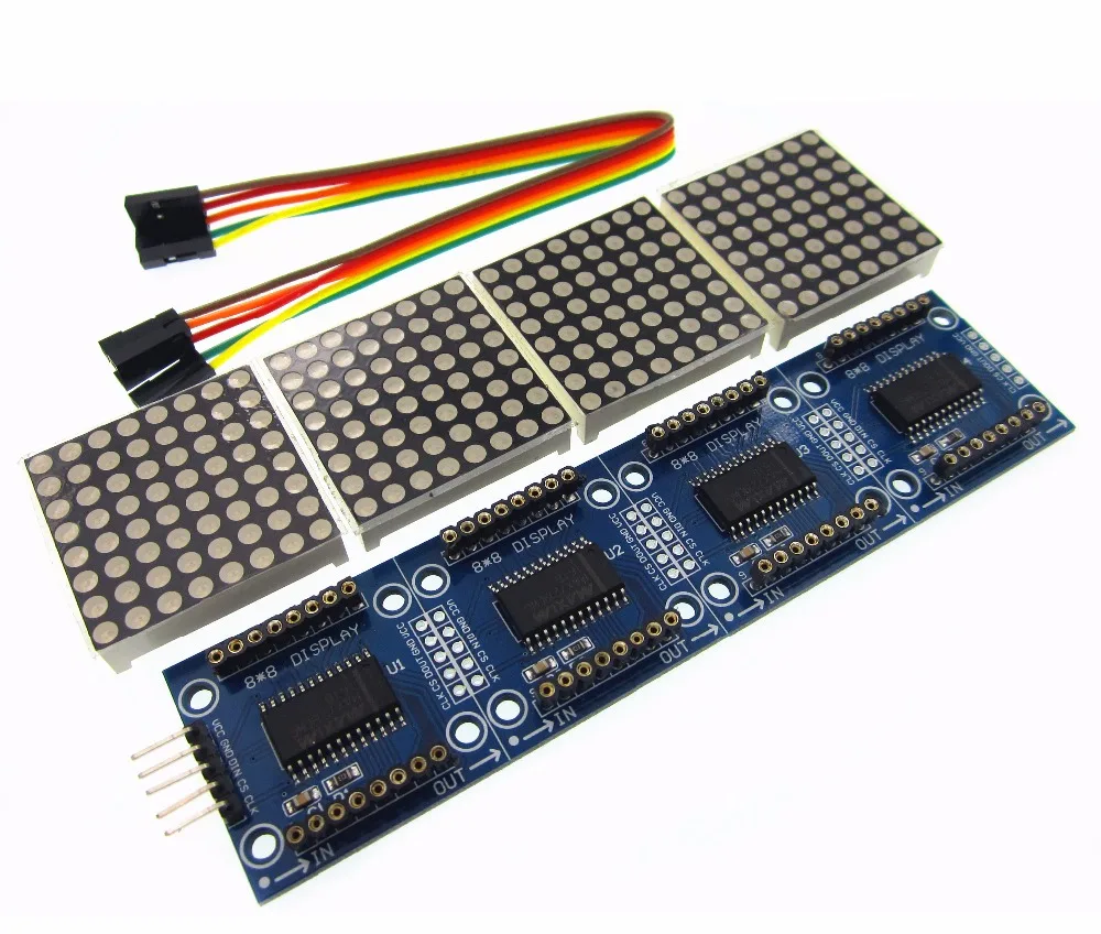 5pcs/lot MAX7219 Dot Matrix Module For Microcontroller 4 In One Display with 5P Line