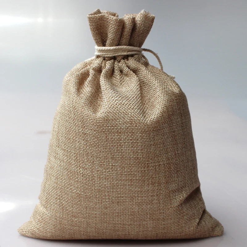 50pcs/lot 7X10cm hand made small gift bags, jute drawstring pouches
