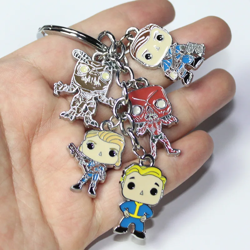 

New arrival 4cm Fallout 4 vault boy keychain Metal Pendant Figure toy