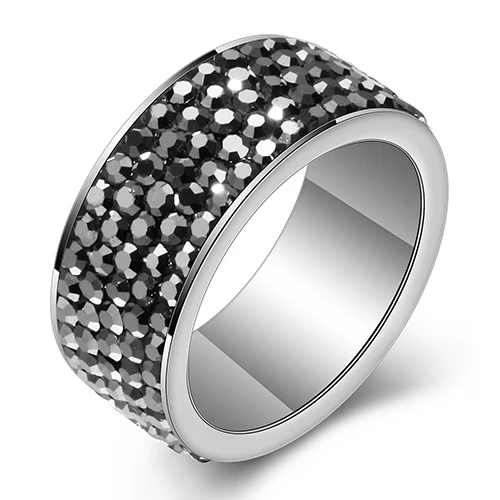 Elegant Women's 316L Stainless Steel Wedding Ring with CZ Crystal Pave