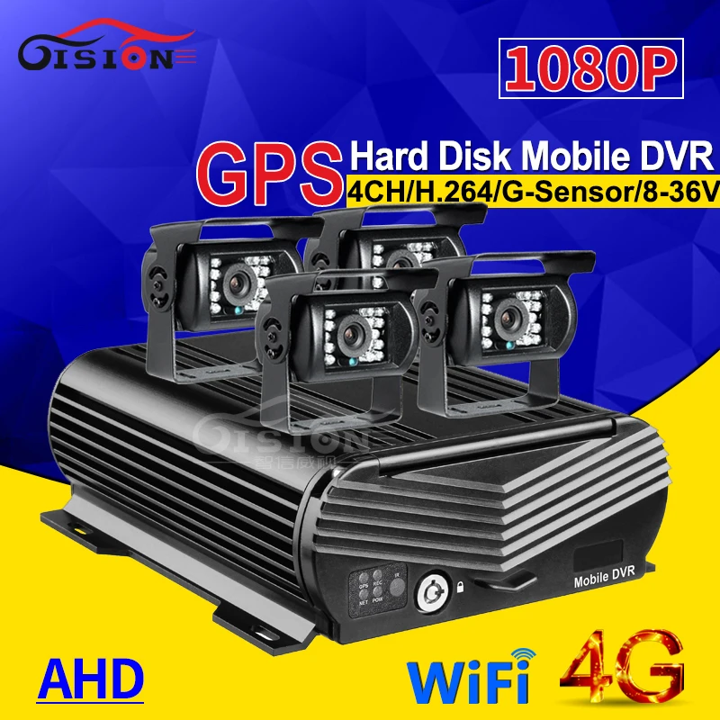 

Online 4CH H.264 Hard Disk HDD 4G GPS Wifi Car Recorder Mobile Dvr Kit With 4Pcs Outdoor Car Camera Waterproof For Bus Taxi Van