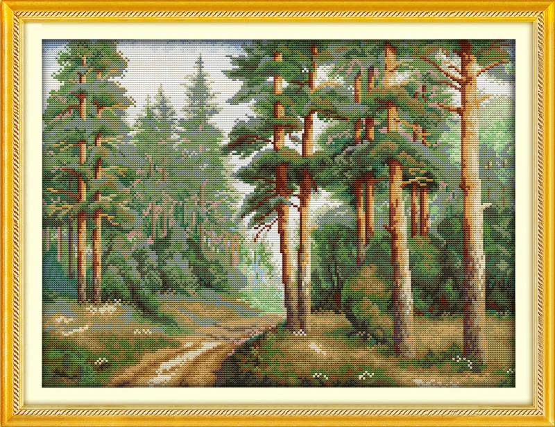 

Pine forest counted printed on fabric DMC 14CT 11CT Cross Stitch kitsembroidery needlework Sets Home Decor