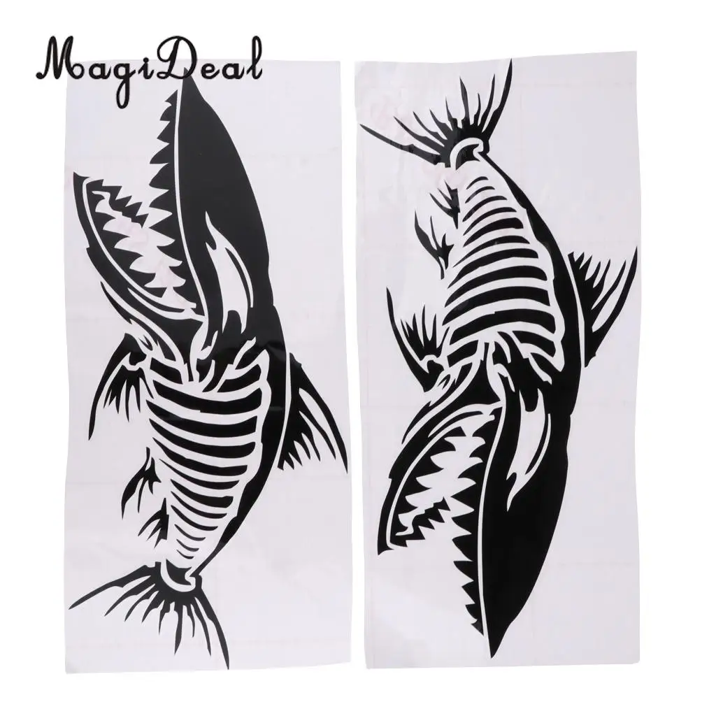 2Pcs Durable Large Skeleton Fish Bone Stickers Decals for Kayak Canoe Fishing Boat Dinghy Car Truck Window Graphics Accessories