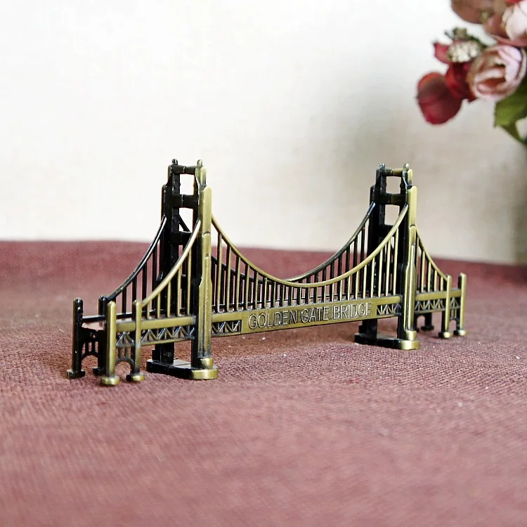 Металлические Золотые ворота мост Модель сувенир здания США Сан-Франсиско знаменитая архитектура модель для друзей подарок домашний декор