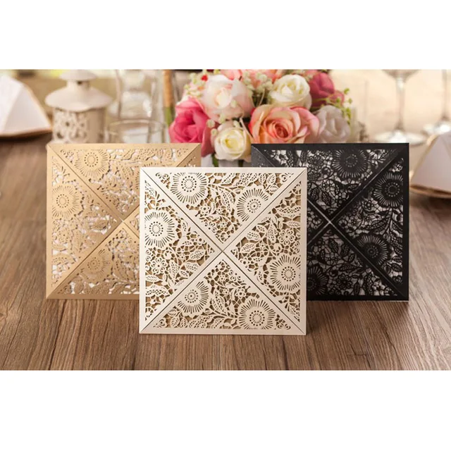 1pcs sample laser cut wedding invitation cards with insert paper