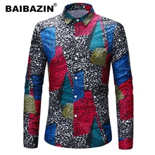 Best Offers BAIBAZIN New  African dashiki Men's Long Sleeved Printed Shirt Slim English Lettering Fashion Men's Shirt Best Offers BAIBAZIN New  African dashiki Men's Long Sleeved Printed Shirt Slim English Lettering Fashion Men's Shirt