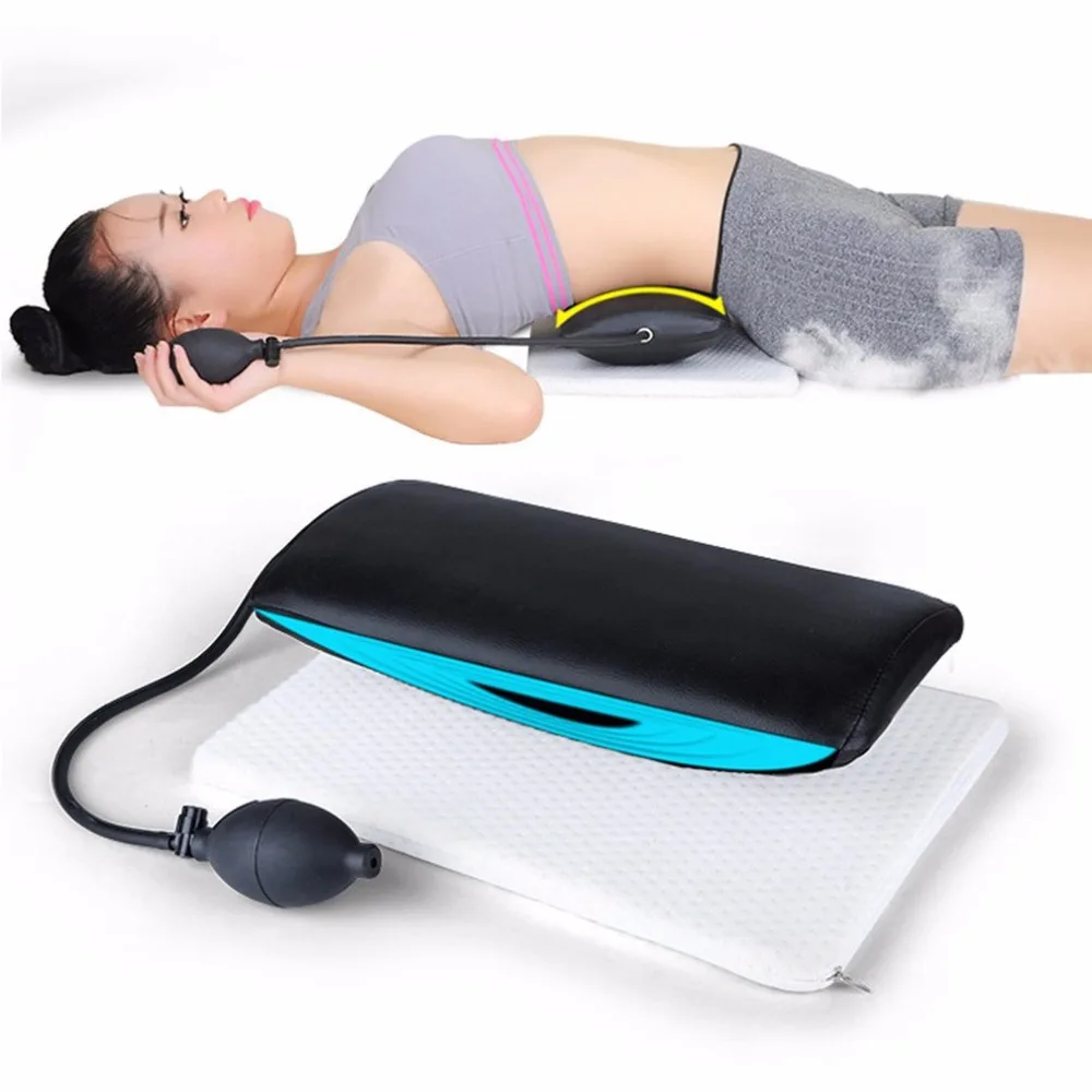 Hot Manual Inflatable Spine Pain Relief Back Massage Cushion Lumbar Traction Stretching Device Waist Spine Relax Health Care New
