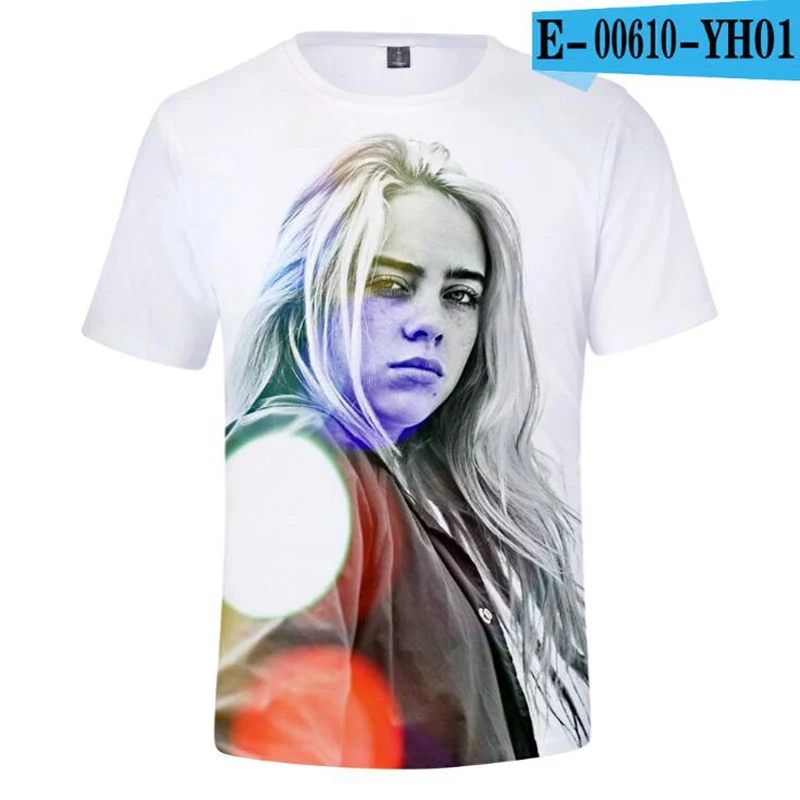 В Стиле Хип-хоп, модная фирменная одежда Billie Eilish Мужская 3D футболка, женская уличная Повседневная футболка с коротким рукавом, Homme Camiseta Hombre - Цвет: 004