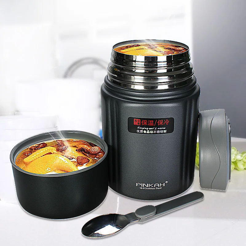  PINKAH 800 ML Termos Food Container food Jar With SpoonStainless Steel Insulated Thermal Keep Heat 