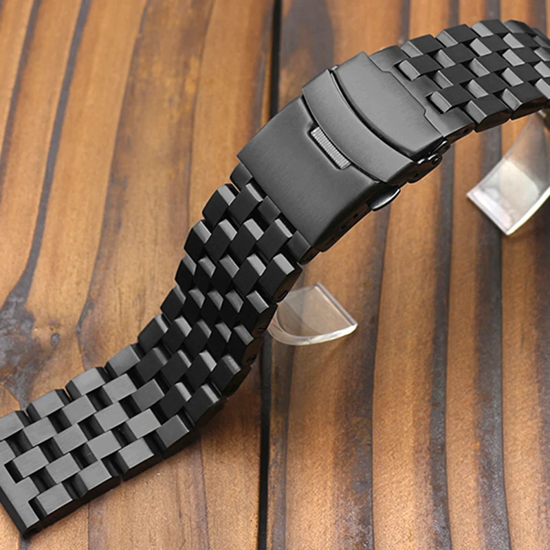 Высокое качество 20 мм 22 мм черный/серебристый твердый ремешок из нержавеющей стали для мужчин и женщин наручные часы заменить мужчин t