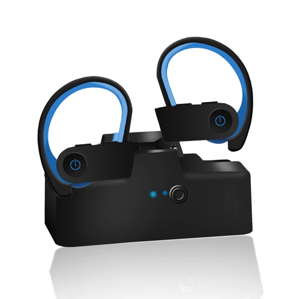 True Wireless Earphones Bluetooth V5.0 TWS Stereo Sport Sweatproof Headset Long Battery Life with Mic With Charging Box