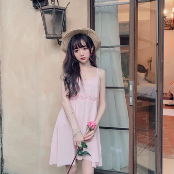 

Princess sweet lolita dress Antique wind little lace ins all match skin and sling bottom dress fashion and sweet women D1626