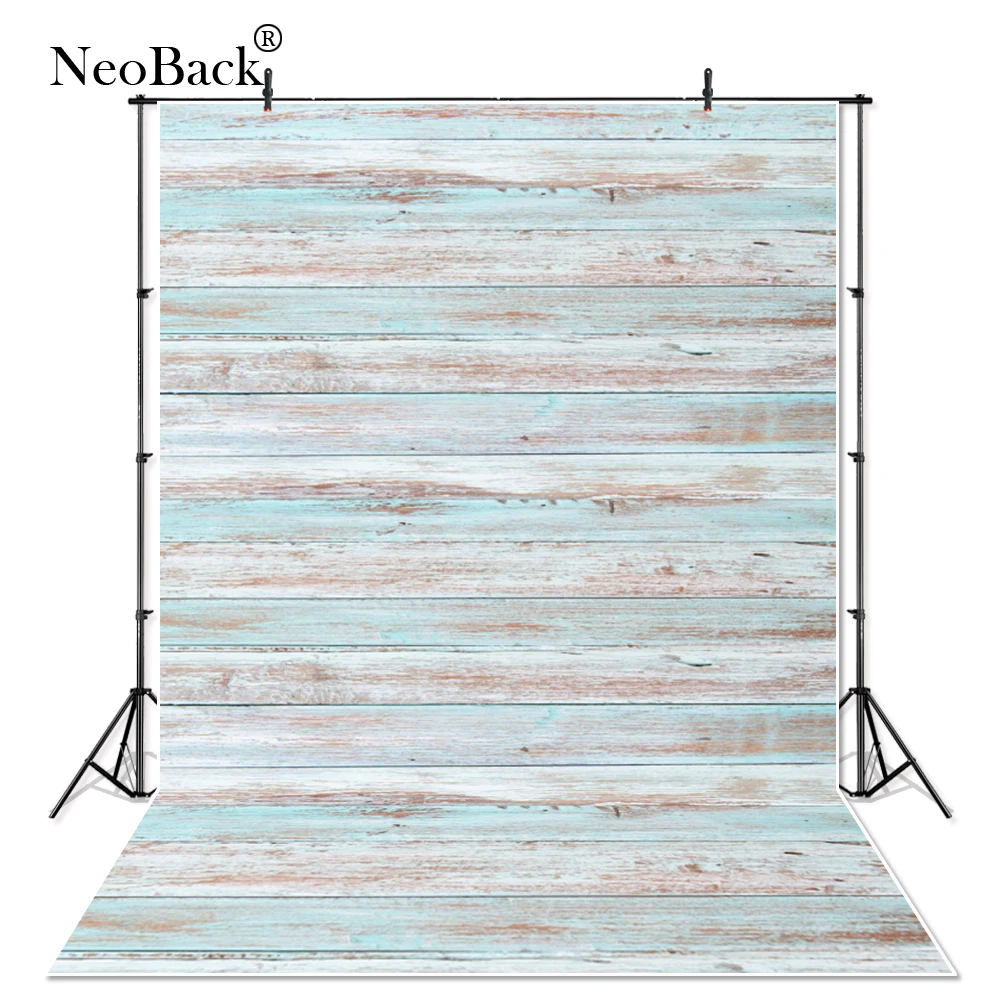 

Thin Vinyl Printed Light Blue Wood Wall Floor Photography Backgrounds Photo Studio Backdrop Children Portrait Photo Backgrounds