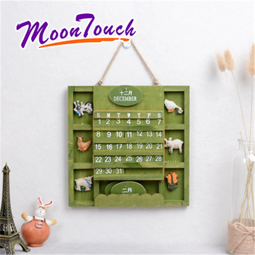 

Wooden Calendar Vintage Mediterranean Country Style Perpetual Calendar Wall Home Shop Hanging Wall Decoration Gift Retro Wood