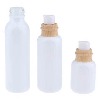 

3Pcs/Pack Empty Pump Bottle White Glass Makeup Container for Lotions Travel Carriers 50ml 120ml 150ml
